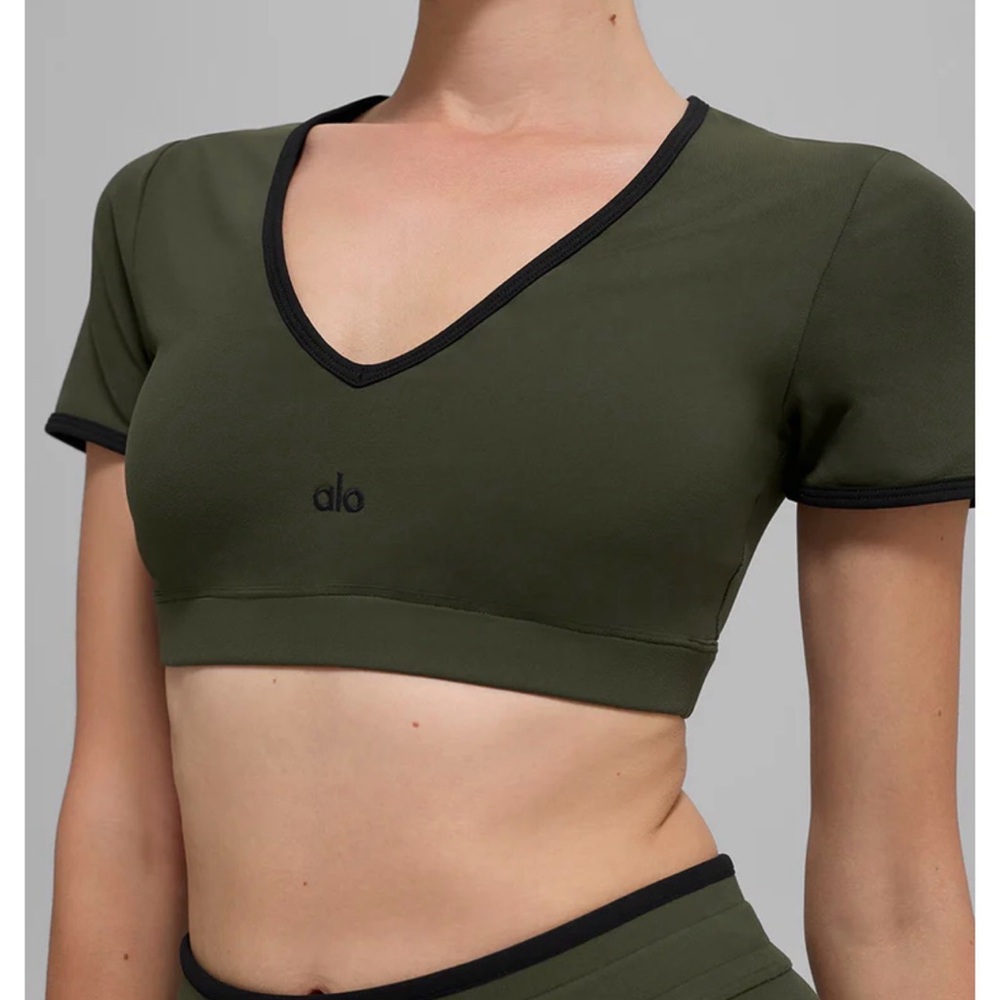 ALO Yoga Olive Green Crop Top